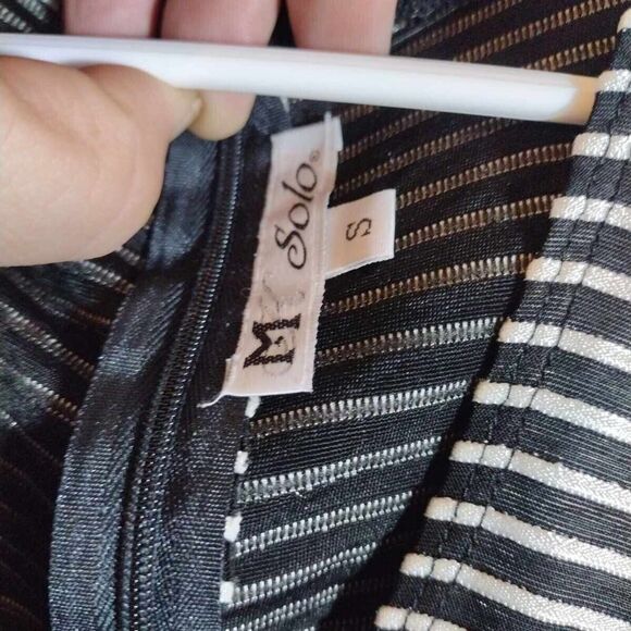 Women's Shirt By M Solo, Size Small, Black/grey/white Stripped - Picture 8 of 10